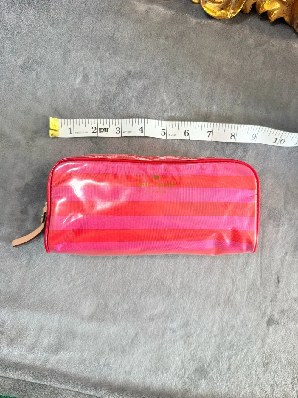 💕 Vintage Kate spade Pink and Orange Striped Clear Cosmetic Pouch💕
